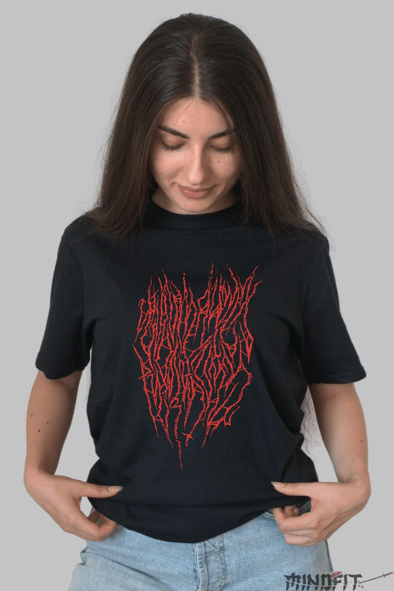 Tricou Metal Infernal Desire - Chaos Emblem Rosu dama negru