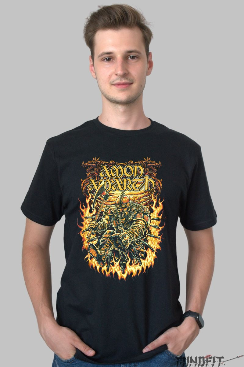 Tricou Metal Viking – Amon Amarth Berserker in Flacari barbat negru