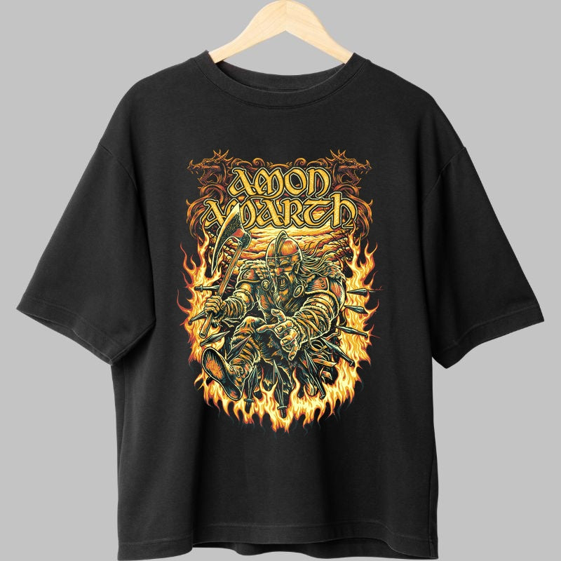 Tricou Metal Viking – Amon Amarth Berserker in Flacari fata negru