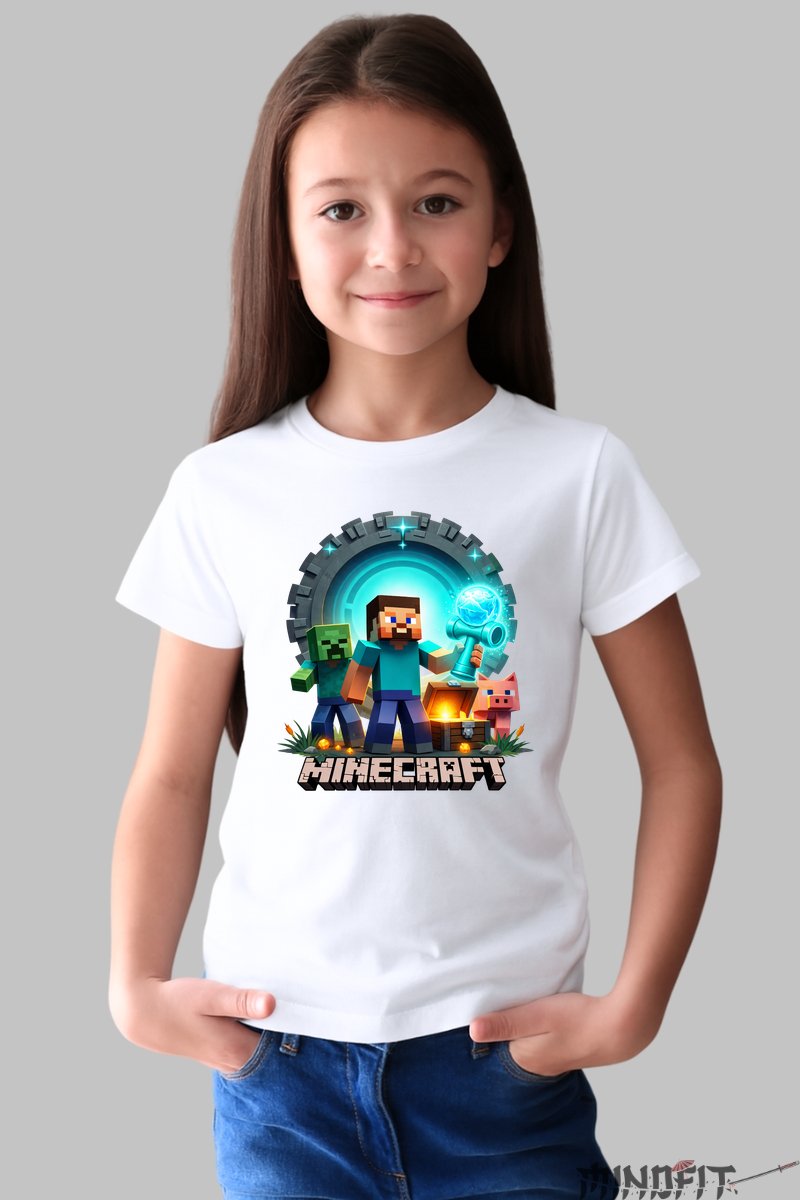 Tricou Minecraft Kendama - Portal Energizant fata alb