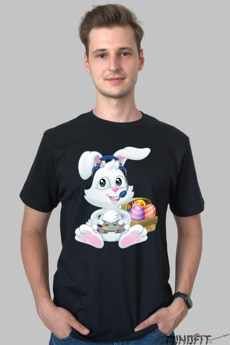 Tricou Paste Fericit - Iepuras Gamer Printre Oua Barbat Negru