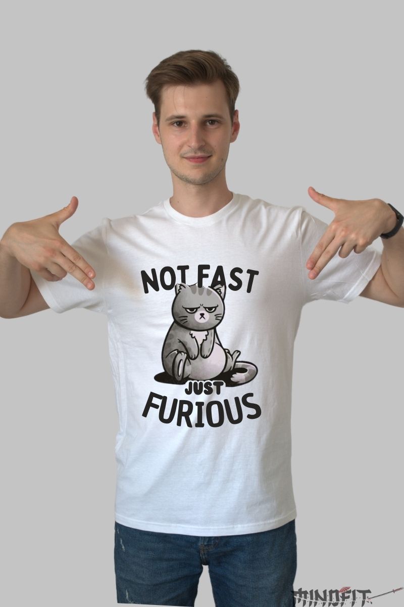 Tricou personalizat Pisica amuzanta barbat alb fata