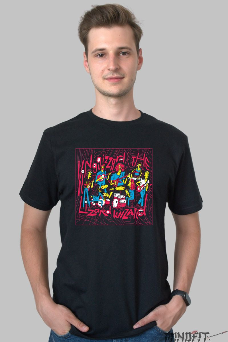 Tricou Psychedelic Rock - King Gizzard Cartoon Vibe barbat negru