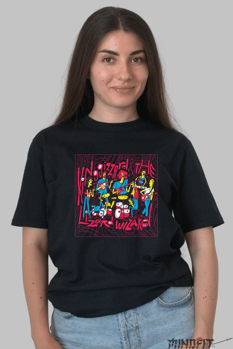 Tricou Psychedelic Rock - King Gizzard Cartoon Vibe dama negru
