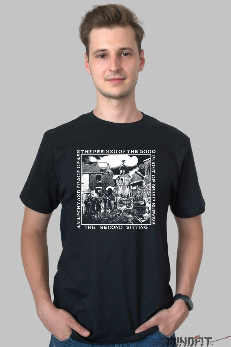 Tricou Punk Crass - The Feeding of the 5000 barbat negru