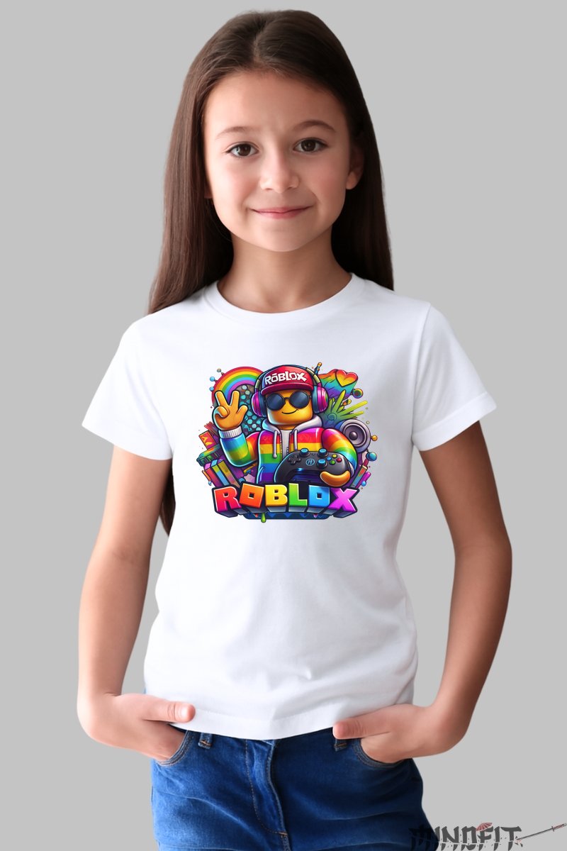 Tricou Roblox DJ Style - Vibratie Ultracool fata alb