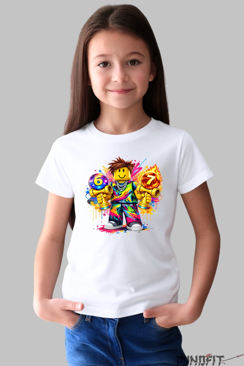 Tricou Roblox Kendama - Eroii Spatiale Reuniti fata alb