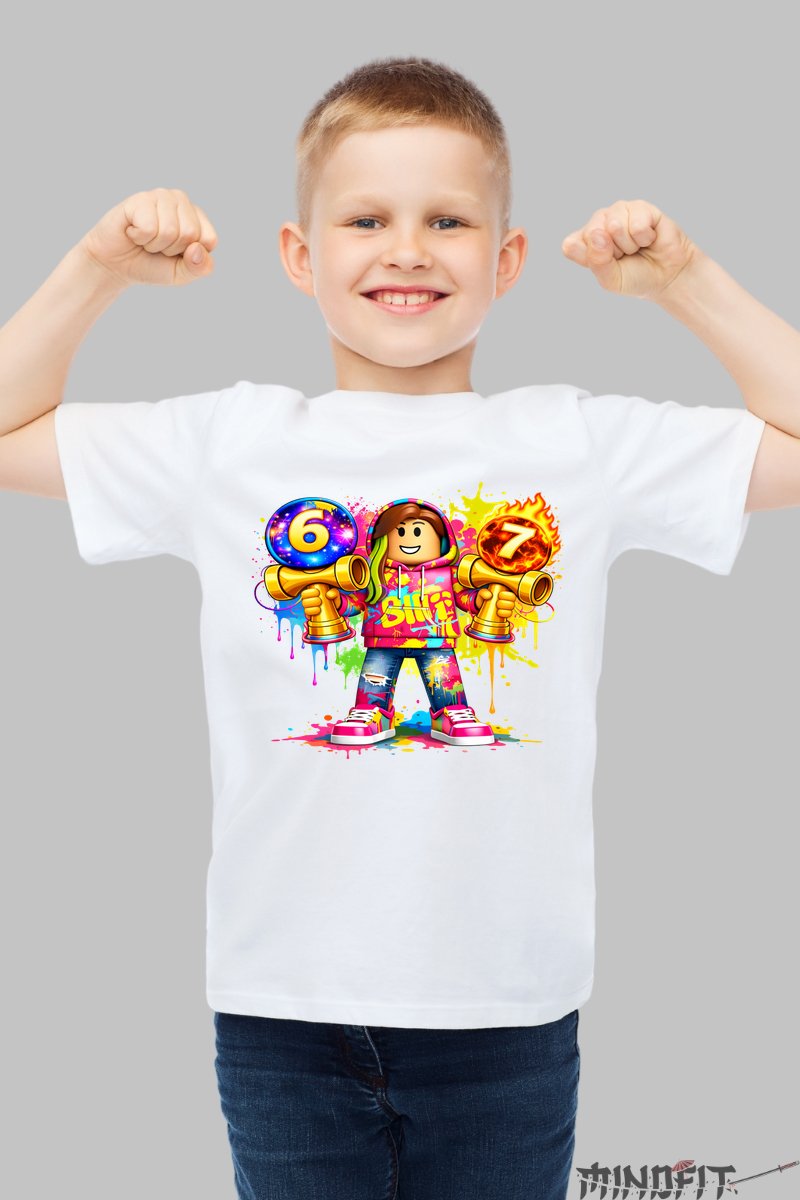 Tricou Roblox Kendama - Model Valuri Electrice baiat alb