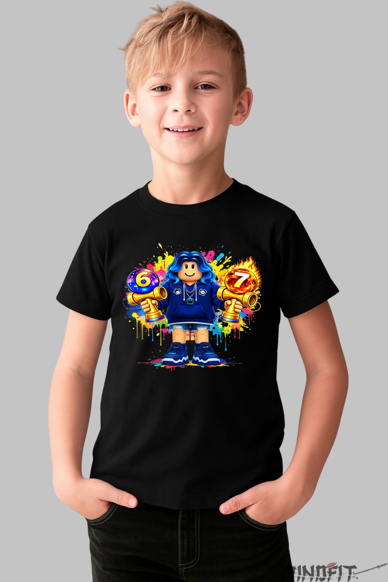 Tricou Roblox Kendama - Model Valuri Electrice baiat negru