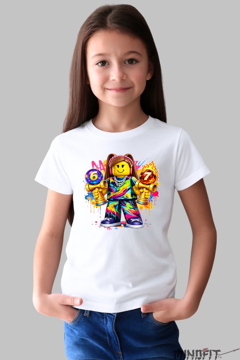 Tricou Roblox Kendama - Model Valuri Electrice fata alb