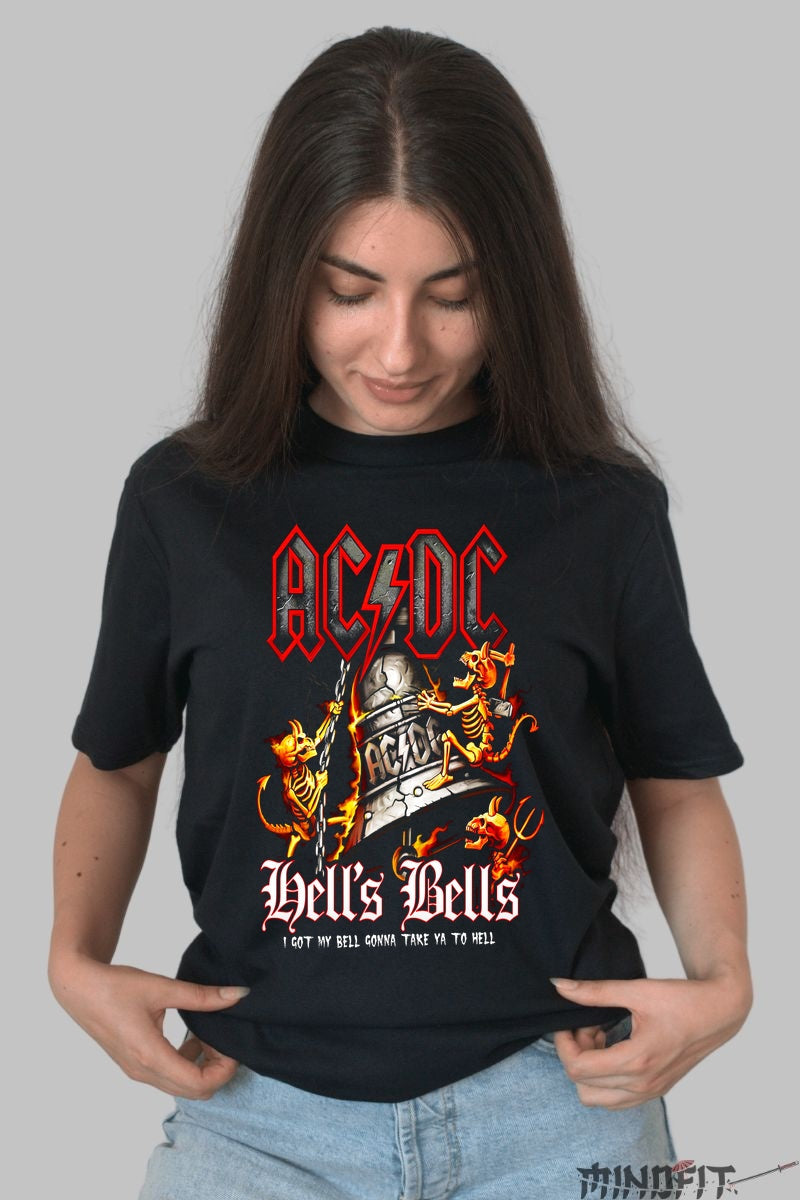 Tricou Rock AC/DC - Hell-s Bells Legendary Tour dama negru