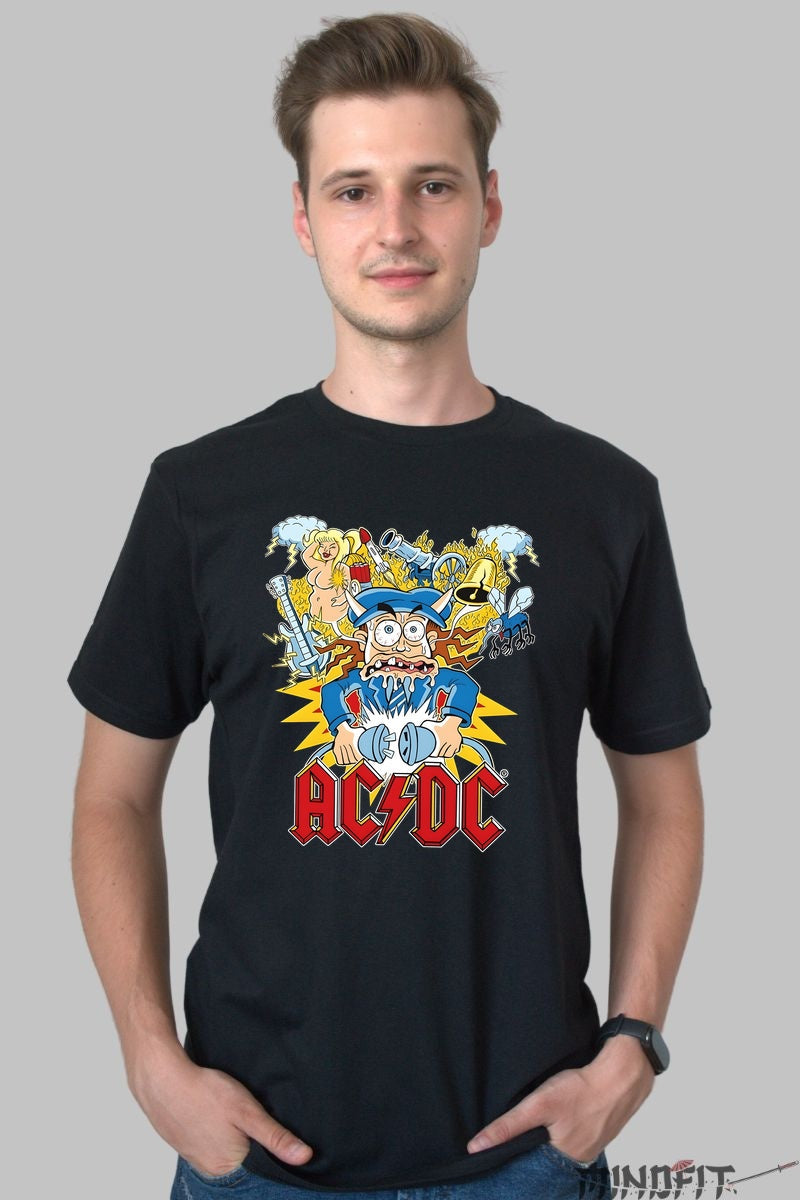 Tricou Rock AC/DC - High Voltage Cartoon Explosion barbat negru