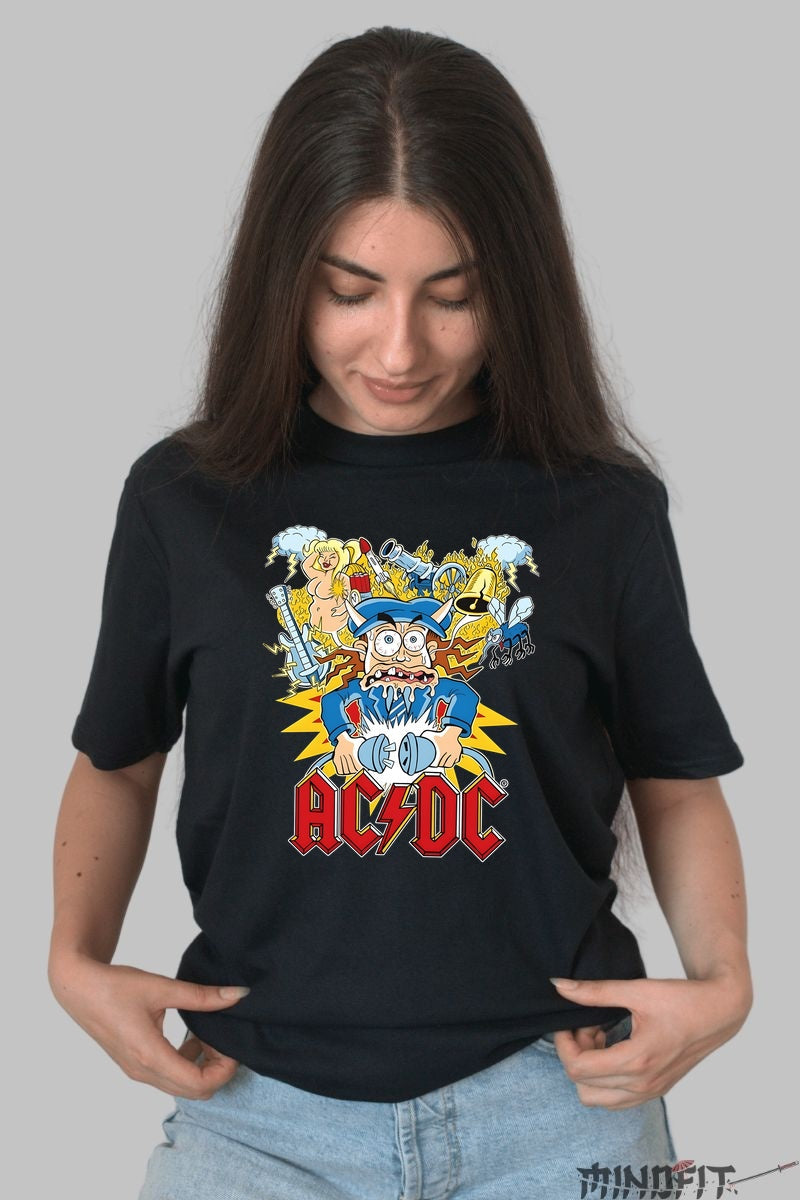 Tricou Rock AC/DC - High Voltage Cartoon Explosion dama negru