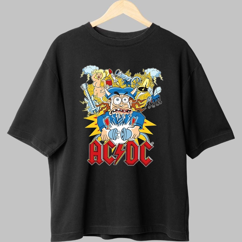 Tricou Rock AC/DC - High Voltage Cartoon Explosion fata negru