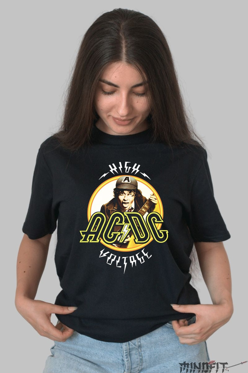 Tricou Rock AC/DC - High Voltage Iconic Edition dama negru