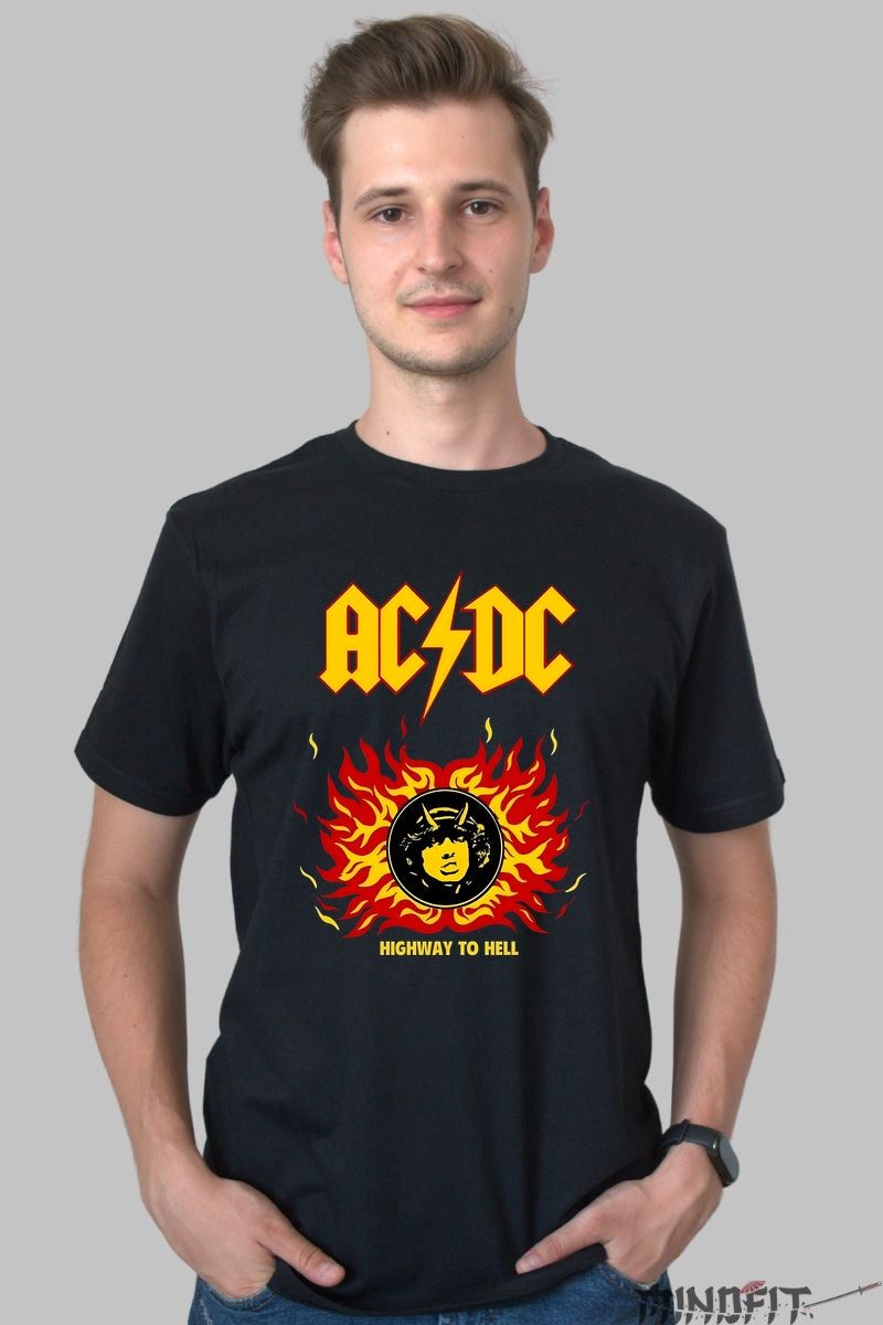 Tricou Rock AC/DC - Highway to Hell barbat negru