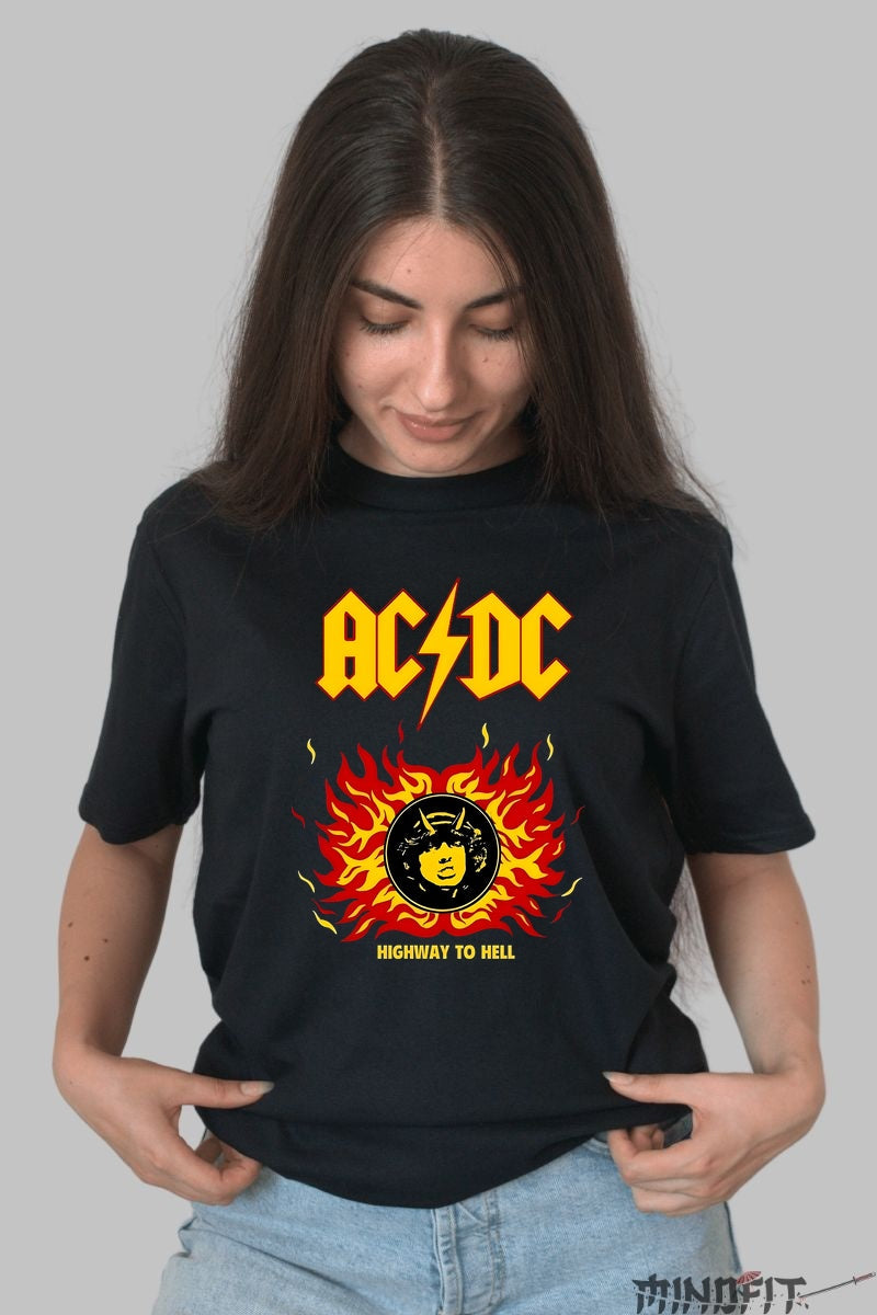 Tricou Rock AC/DC - Highway to Hell dama negru