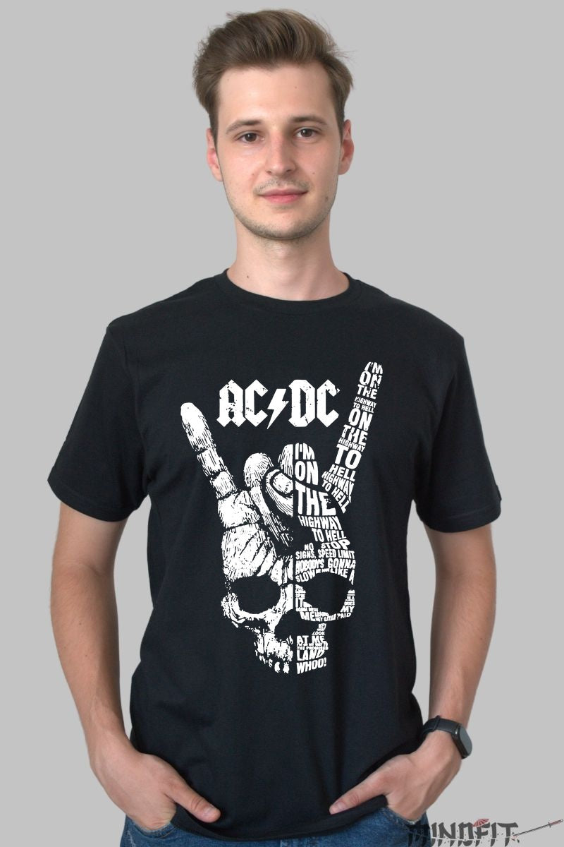 Tricou Rock AC/DC - Highway to Hell Skull Tribute barbat negru