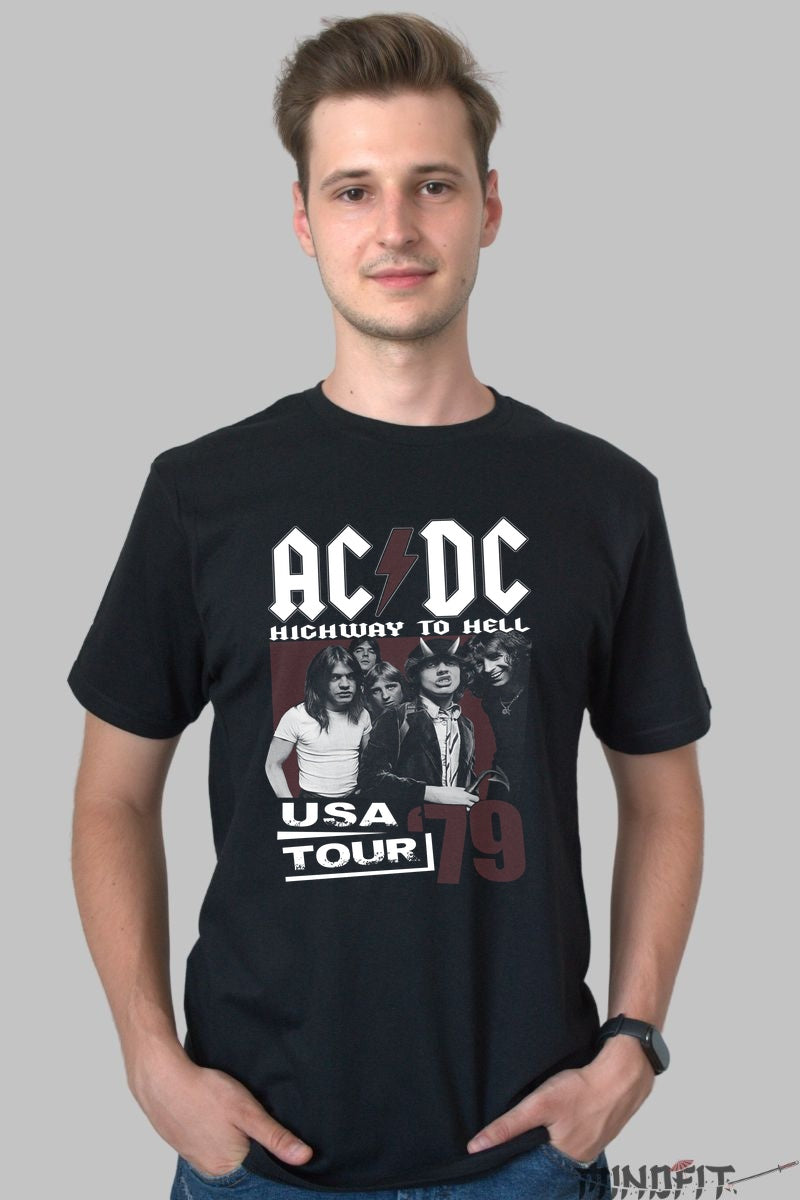 Tricou Rock AC/DC - Highway to Hell USA Tour 1979 barbat negru