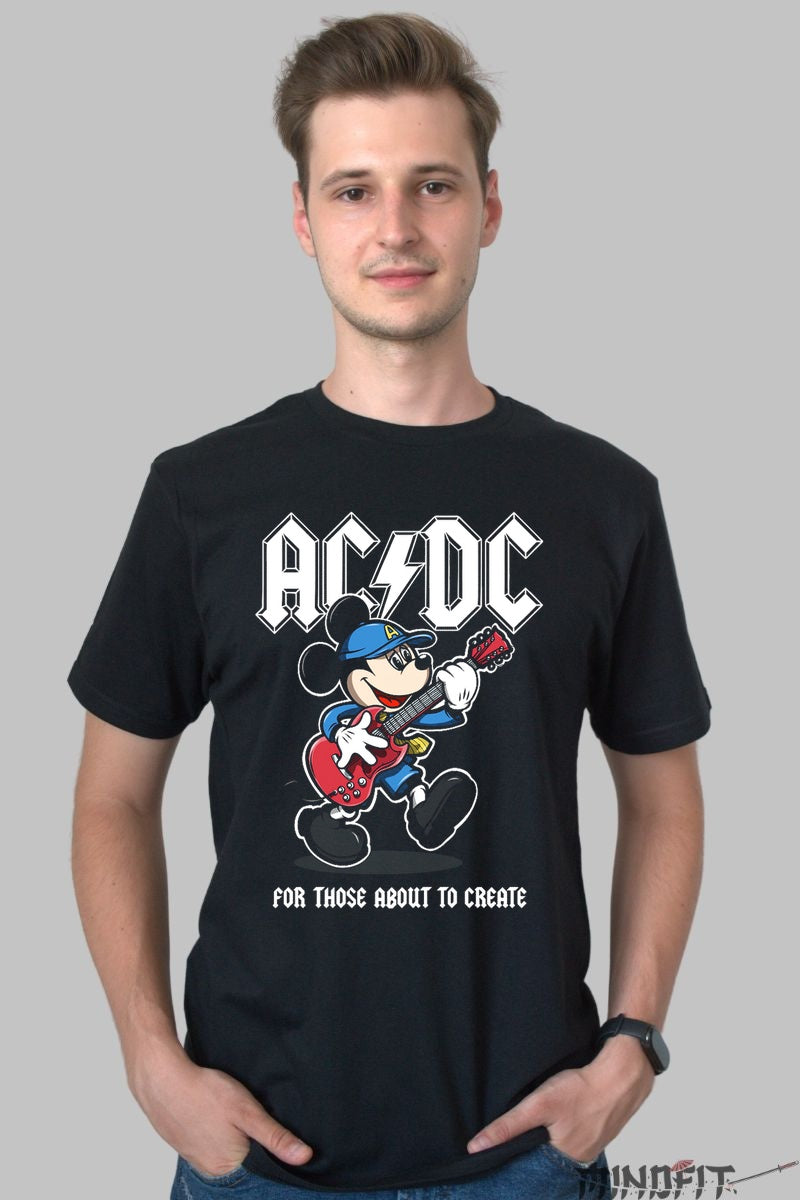 Tricou Rock AC/DC - Mickey cu Chitara Electrica barbat negru