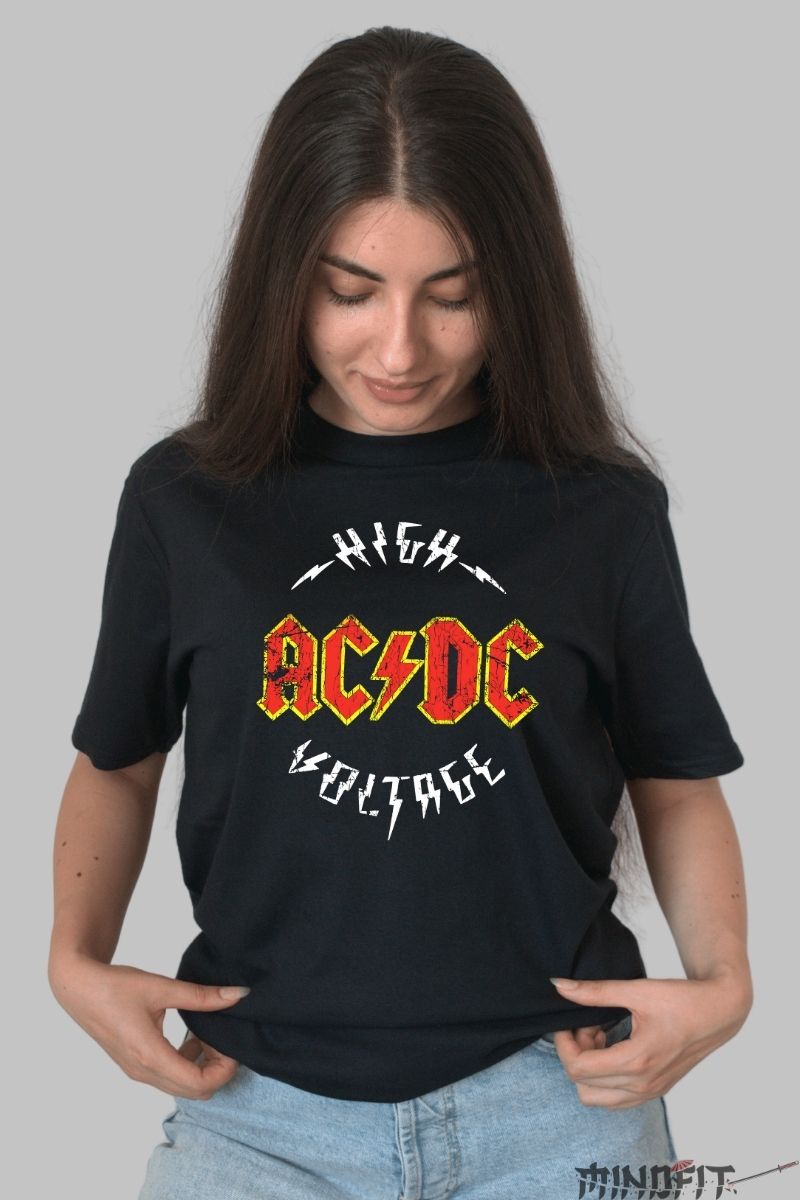Tricou Rock AC/DC - Live Power Columbus 2008 dama negru
