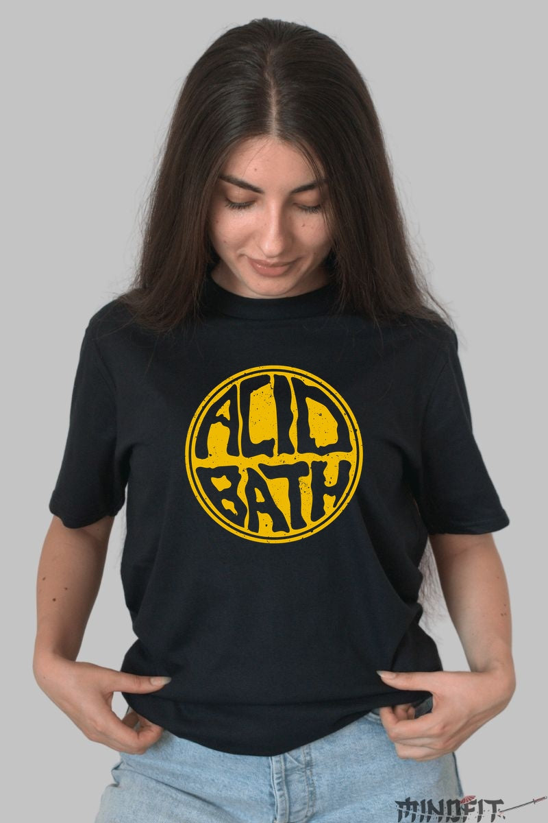 Tricou Rock Acid Bath - Logo Vintage Galben dama negru