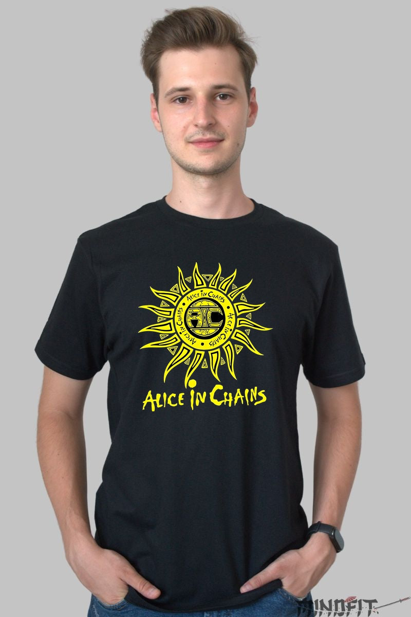 Tricou Rock Alice in Chains - Soarele emblema cu logo iconic barbat negru