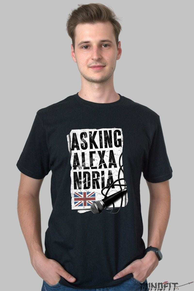Tricou Rock Asking Alexandria - Logo Distortion White barbat negru
