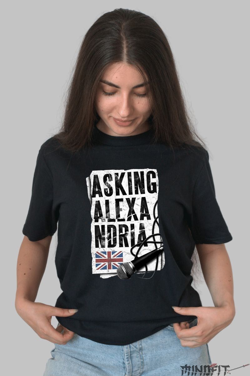 Tricou Rock Asking Alexandria - Logo Distortion White dama negru