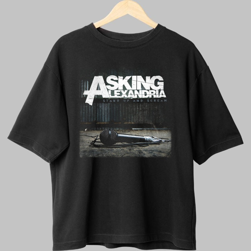 Tricou Rock Asking Alexandria - Microfon si Steag UK fata negru