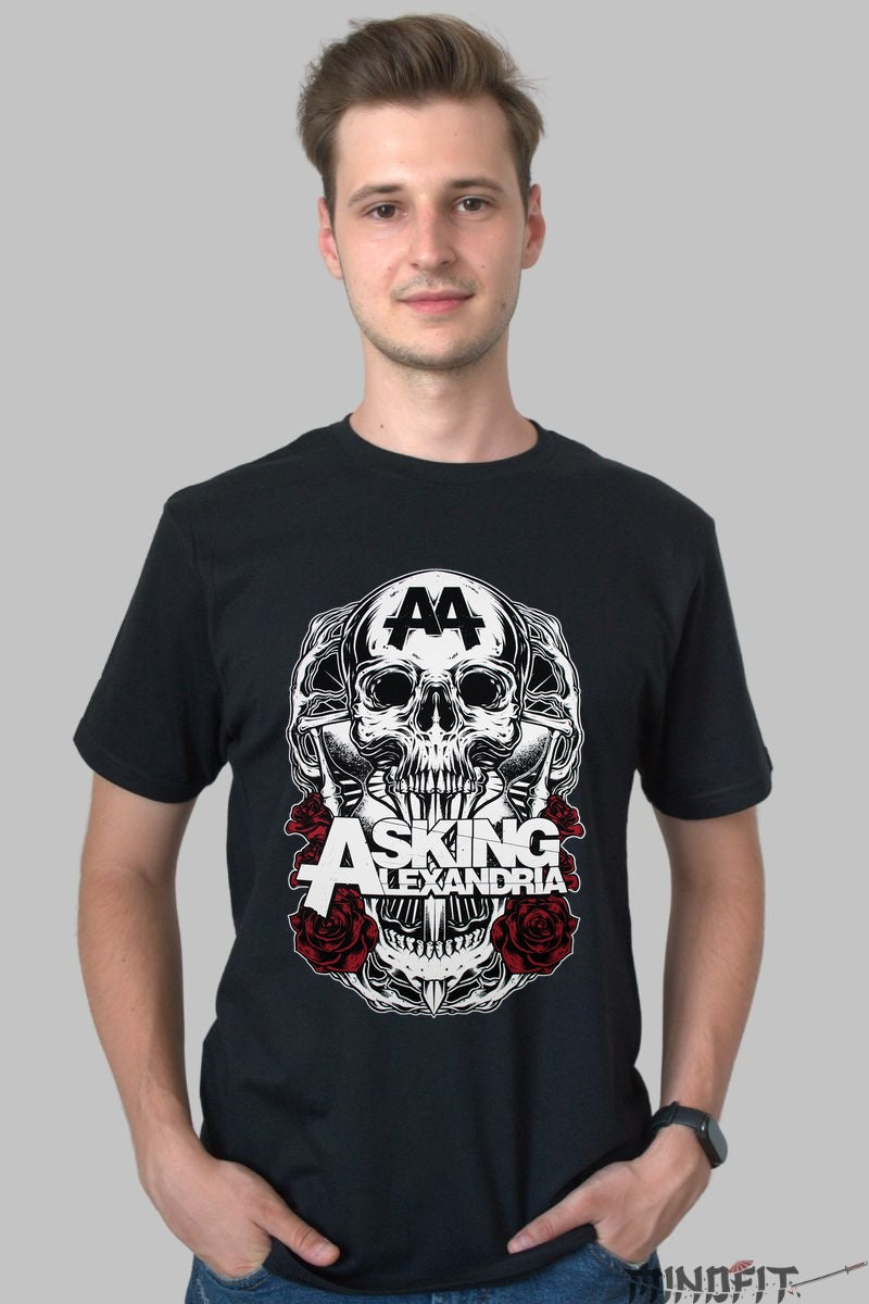 Tricou Rock Asking Alexandria - Skull & Roses Edition barbat negru