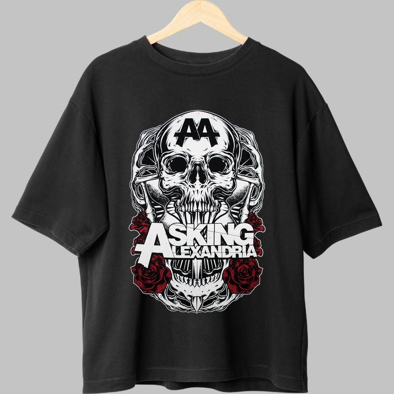 Tricou Rock Asking Alexandria - Skull & Roses Edition fata negru