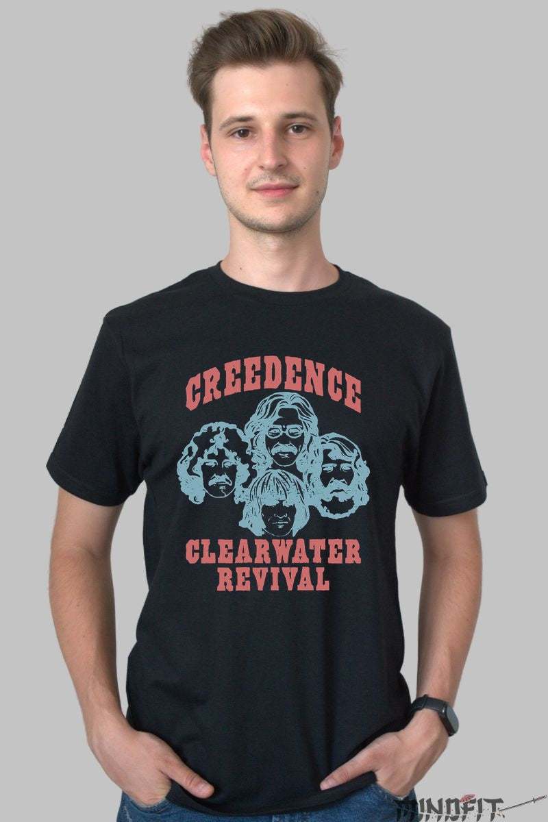 Tricou Rock Creedence Clearwater Revival - Vintage Band Portrait barbat negru