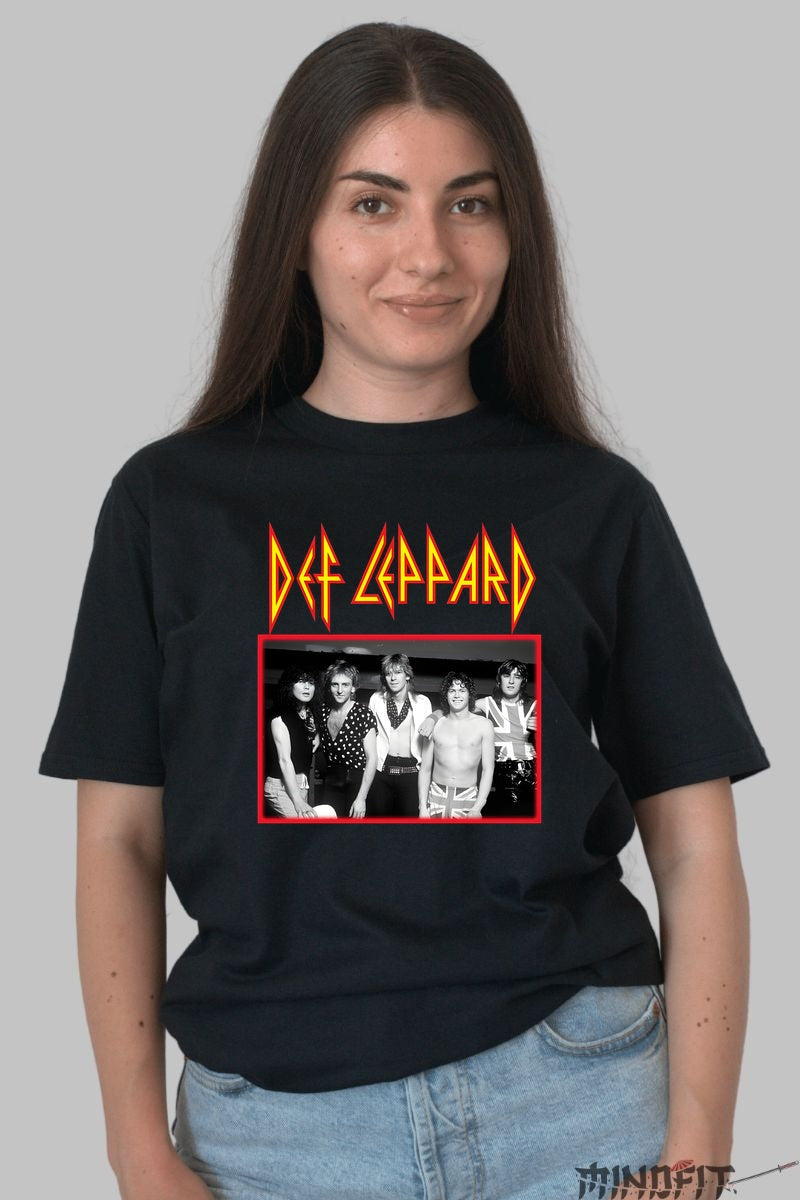 Tricou Rock Def Leppard - Iconic British Band dama negru