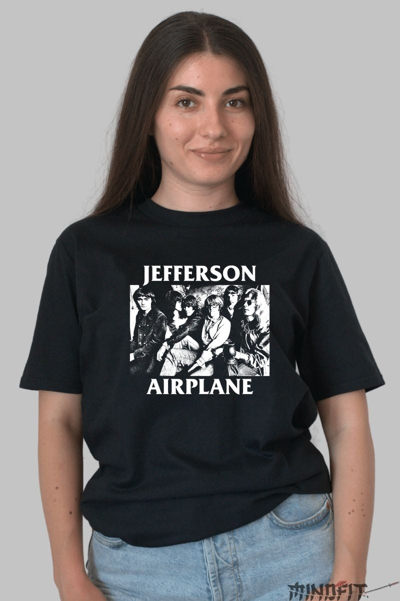 Tricou Rock Jefferson Airplane - Psychedelic Rock Vibes dama negru