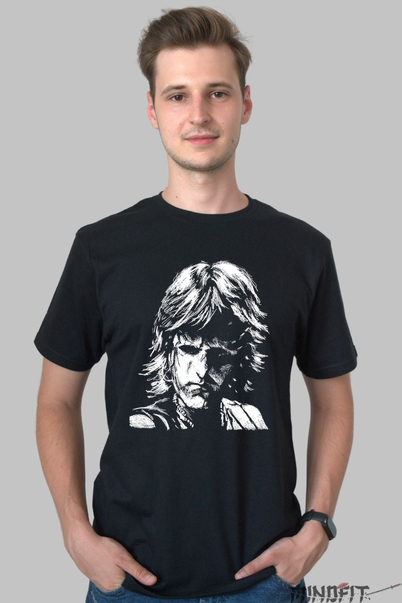 Tricou Rock Legend - Portret Intens Vintage barbat negru
