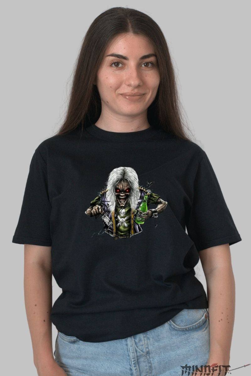 Tricou Rock Metal Beast - Edgy Skull Art dama negru