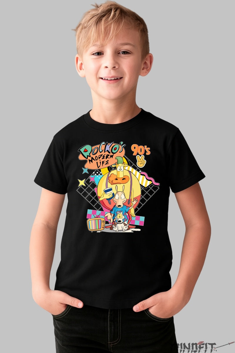 Tricou Rocko's Modern Life - Cartoon Network Clasic baiat negru