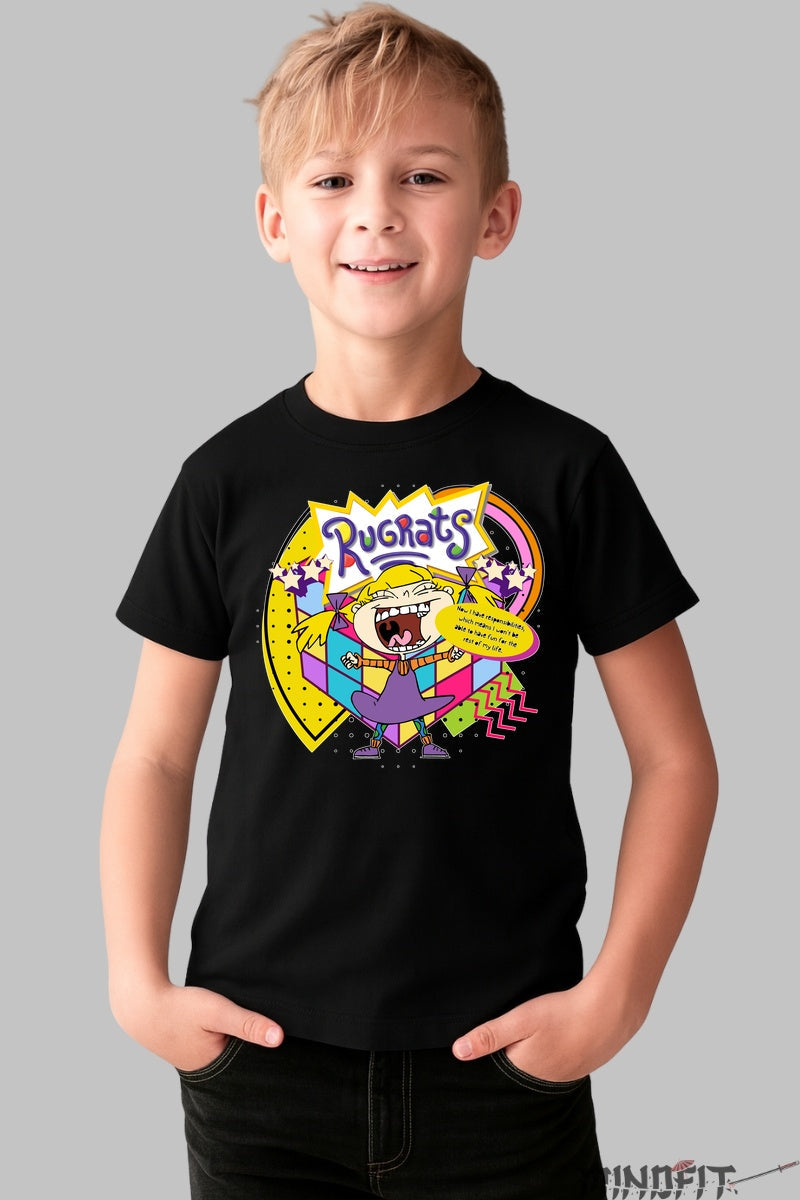 Tricou Rugrats Angelica - Cartoon Network 90s Vibes baiat negru