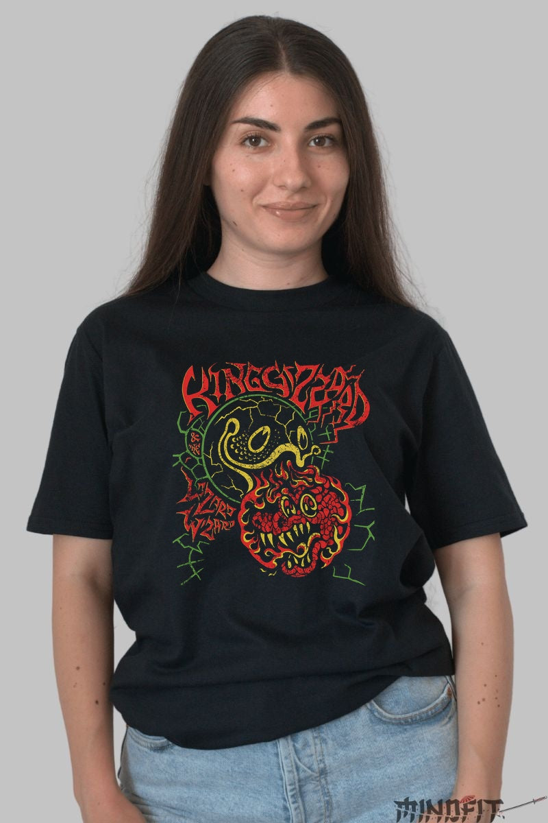 Tricou Street Inferno - Psychedelic Skull Art dama negru