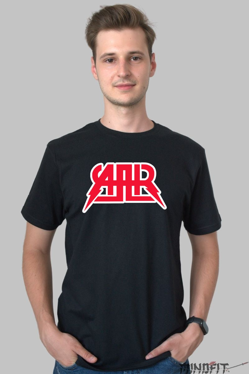 Tricou Streetwear SAHR - Design Red Strike Bold barbat negru