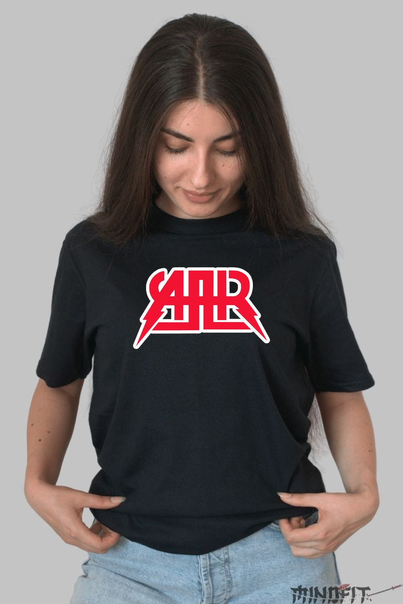 Tricou Streetwear SAHR - Design Red Strike Bold dama negru