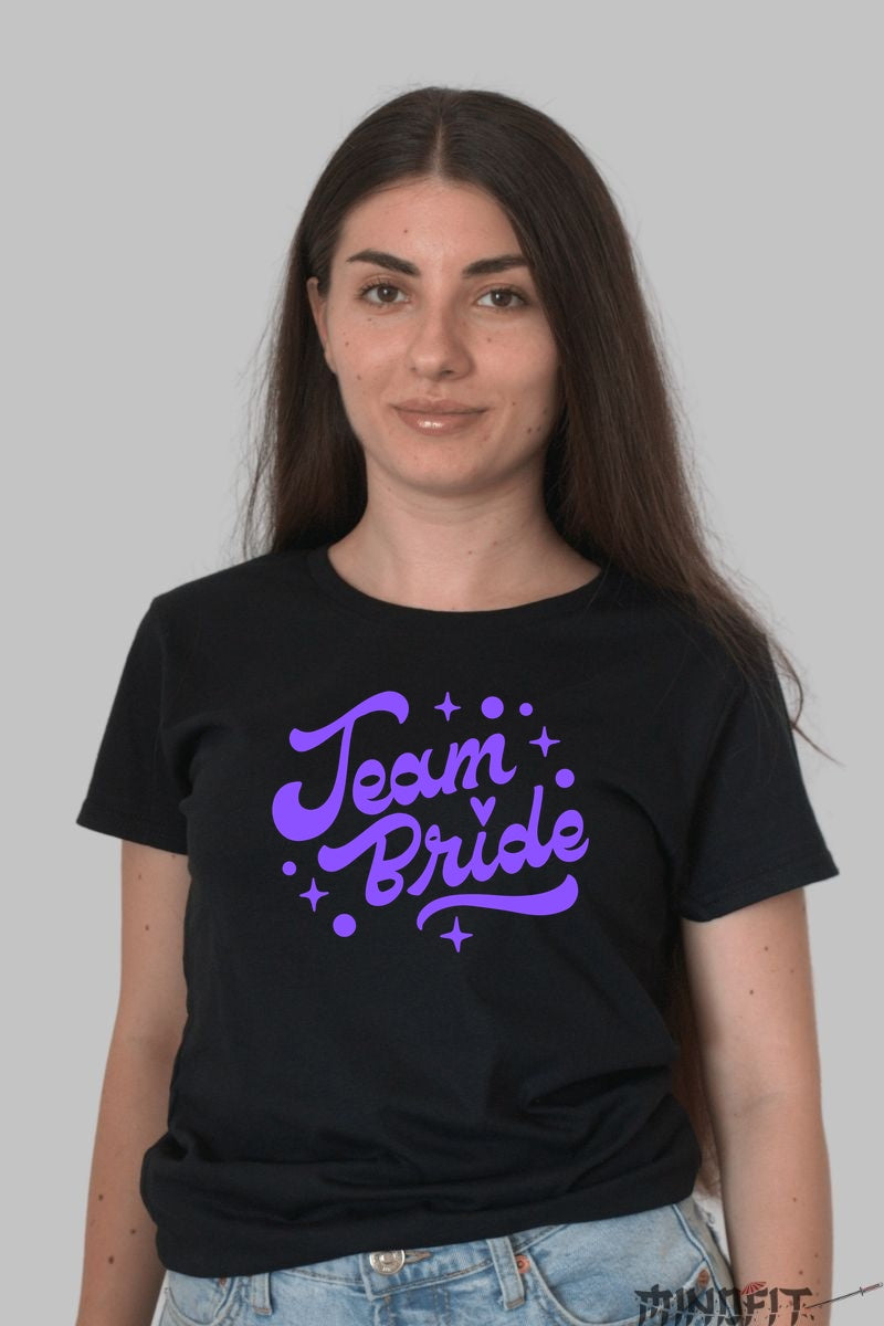 Tricou Team Bride - Pregatiti de Sarbatoare si Entuziasm Dama Negru