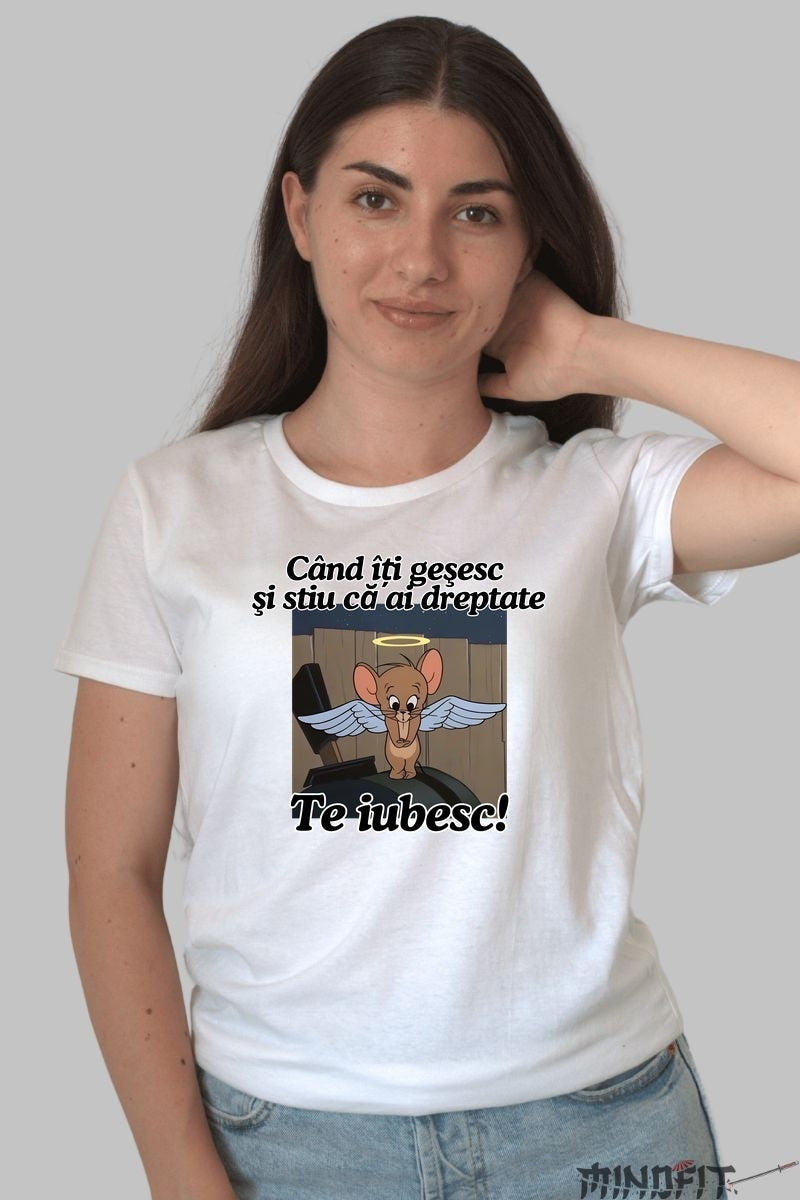 Tricou Tom Si Jerry Cand iti gresesc si stiu ca ai dreptate dama alb
