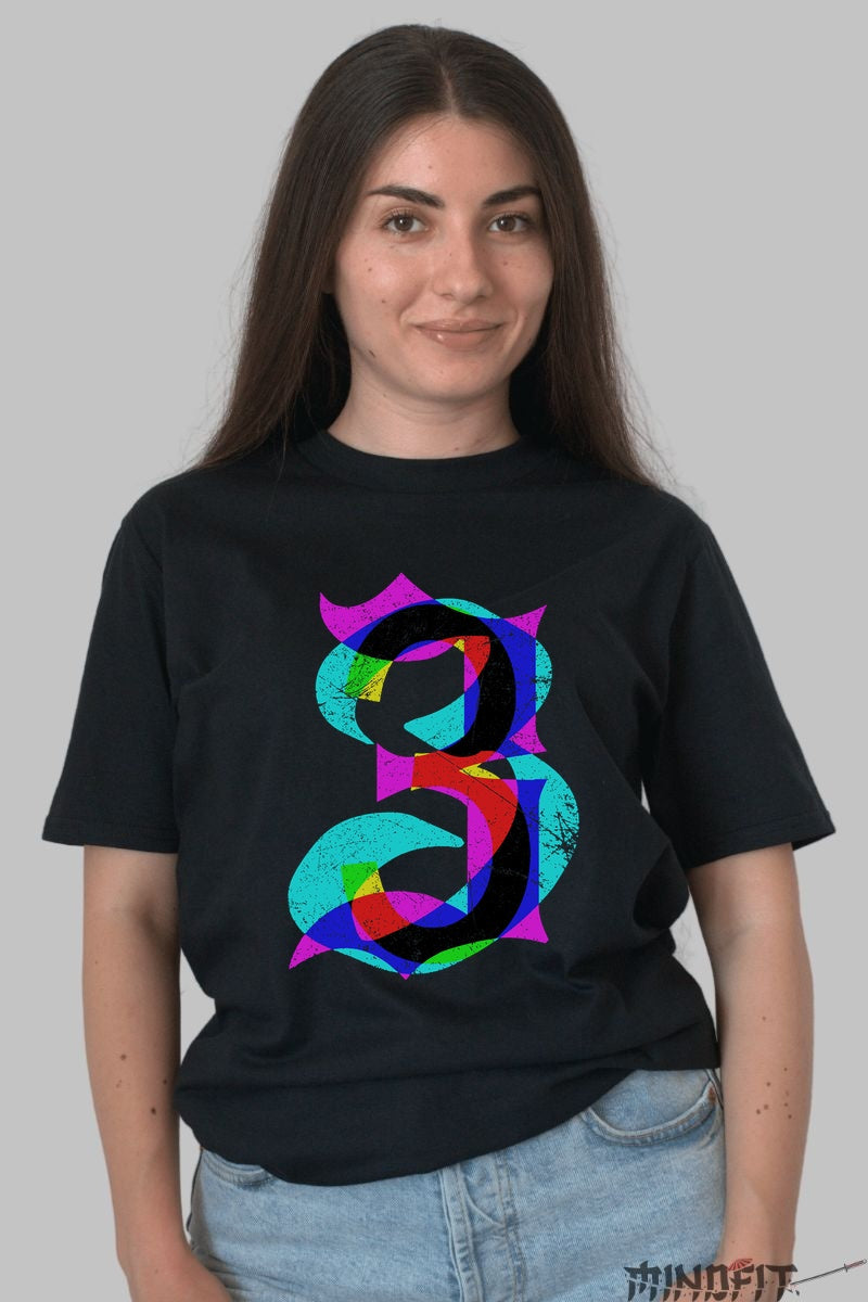 Tricou Urban Spectrum - Litera B Art Multicolor dama negru