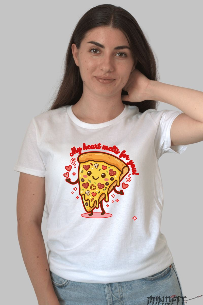 Tricou Valentine's Day Cuplu - My Heart Melts For You dama alb