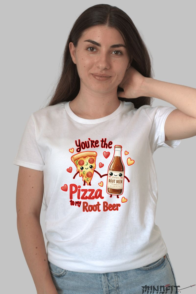 Tricou Valentine's Day Cuplu - Pizza Pentru Berea Mea dama alb