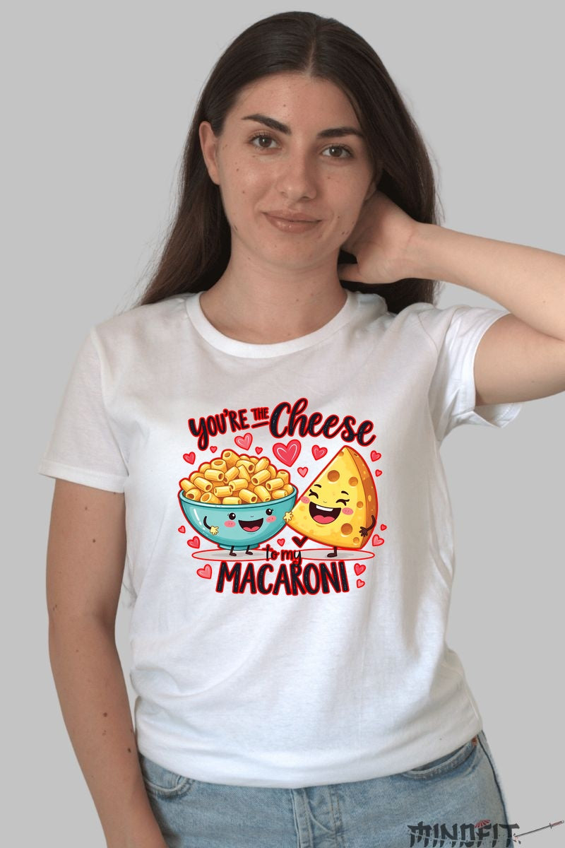 Tricou Valentine's Day Cuplu - You're The Cheese To My Macaroni dama alb