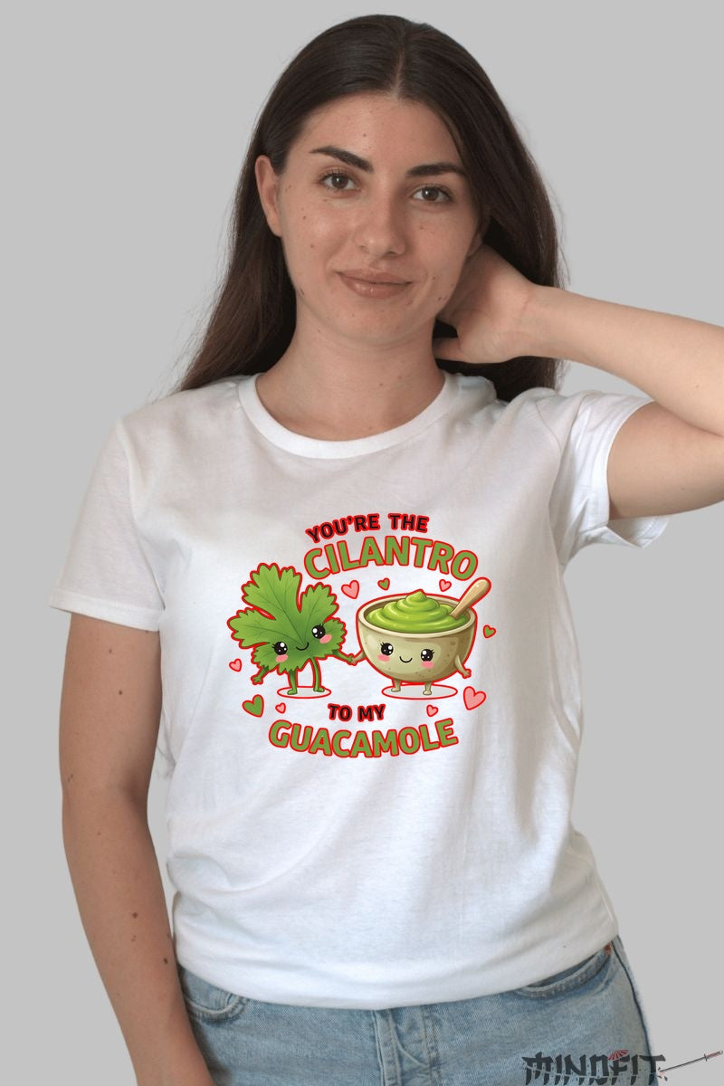 Tricou Valentine's Day Cuplu - You-re The Cilantro To My Guacamole dama alb