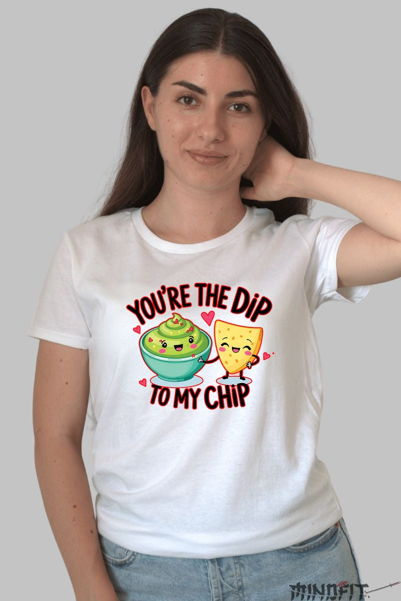 Tricou Valentine's Day Cuplu - You-re The Dip To My Chip dama alb